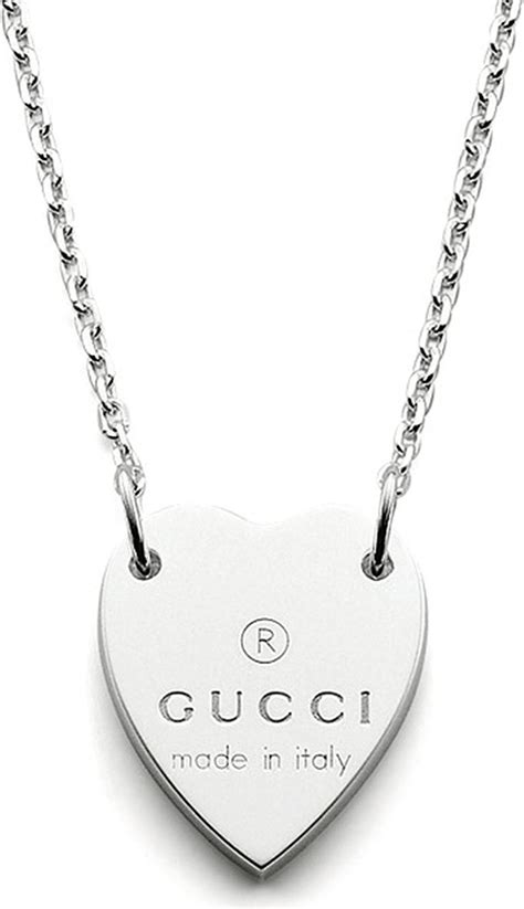 gucci silver heart pendant necklace|Gucci interlocking g heart necklace.